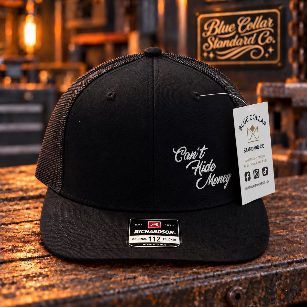 The "Can't Hide Money" Trucker Snapback Hat Black