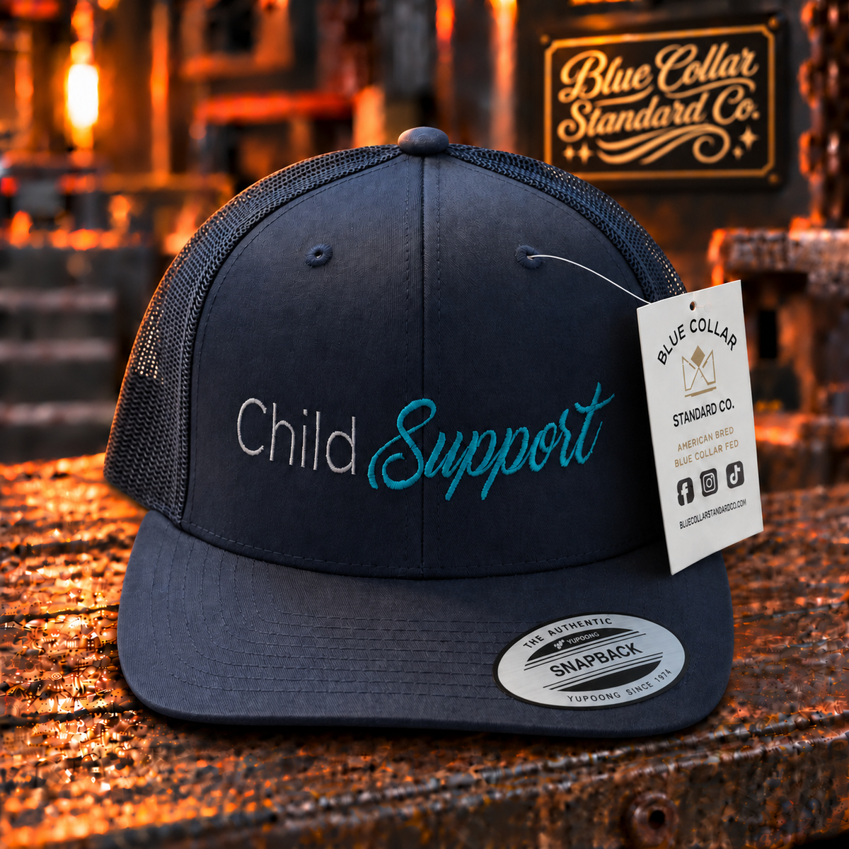 The "Child Support" Trucker Snapback Hat Navy