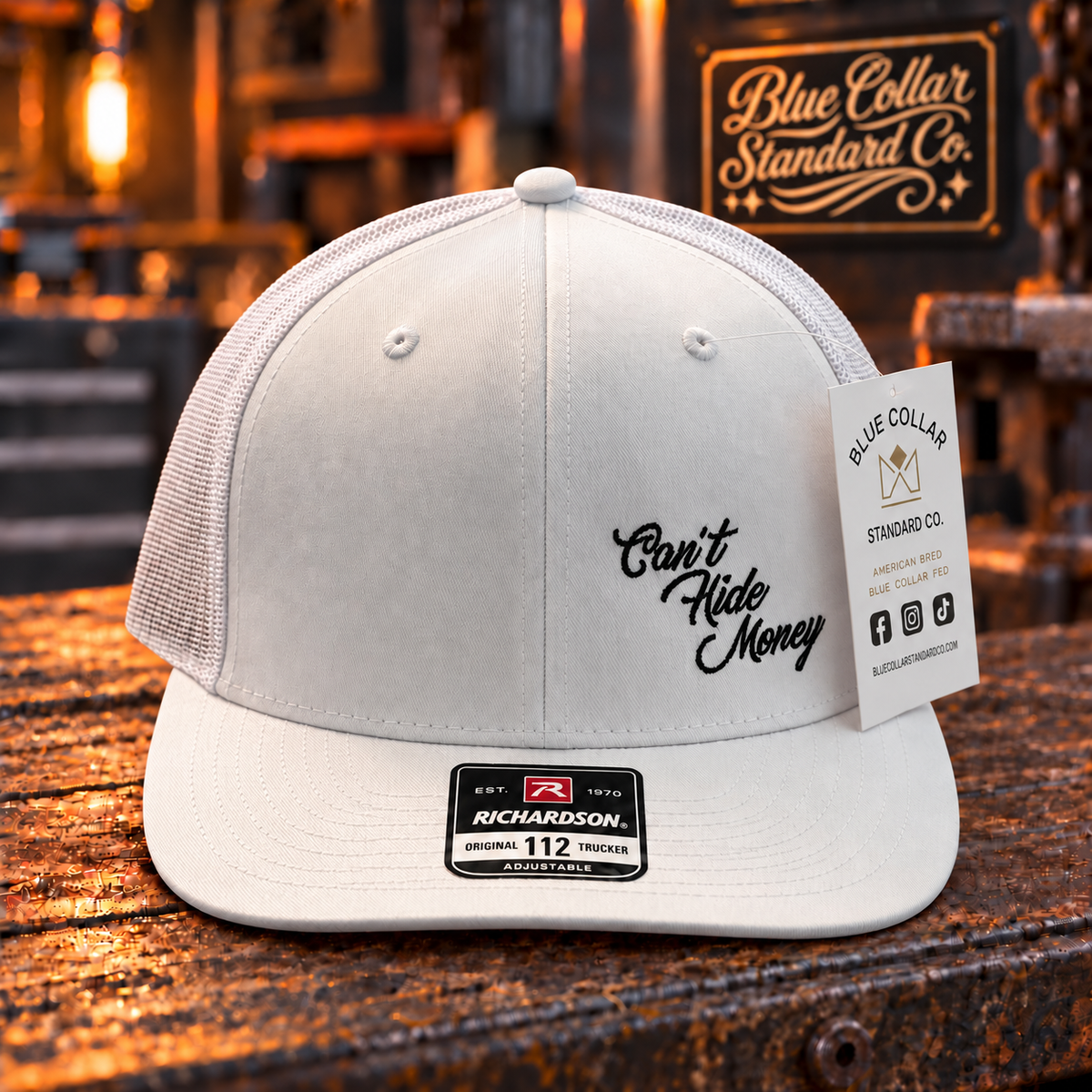 The "Can't Hide Money" Trucker Snapback Hat White